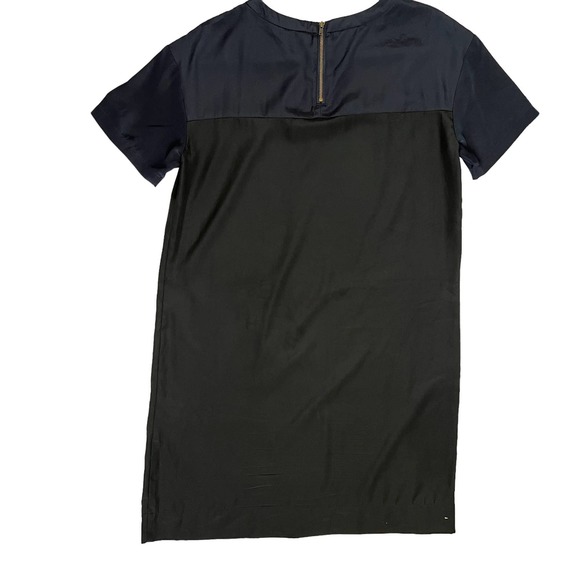 Uniqlo Silky Colorblock Short Sleeve Midi Shirt Dress Navy Black S - Picture 3 of 9